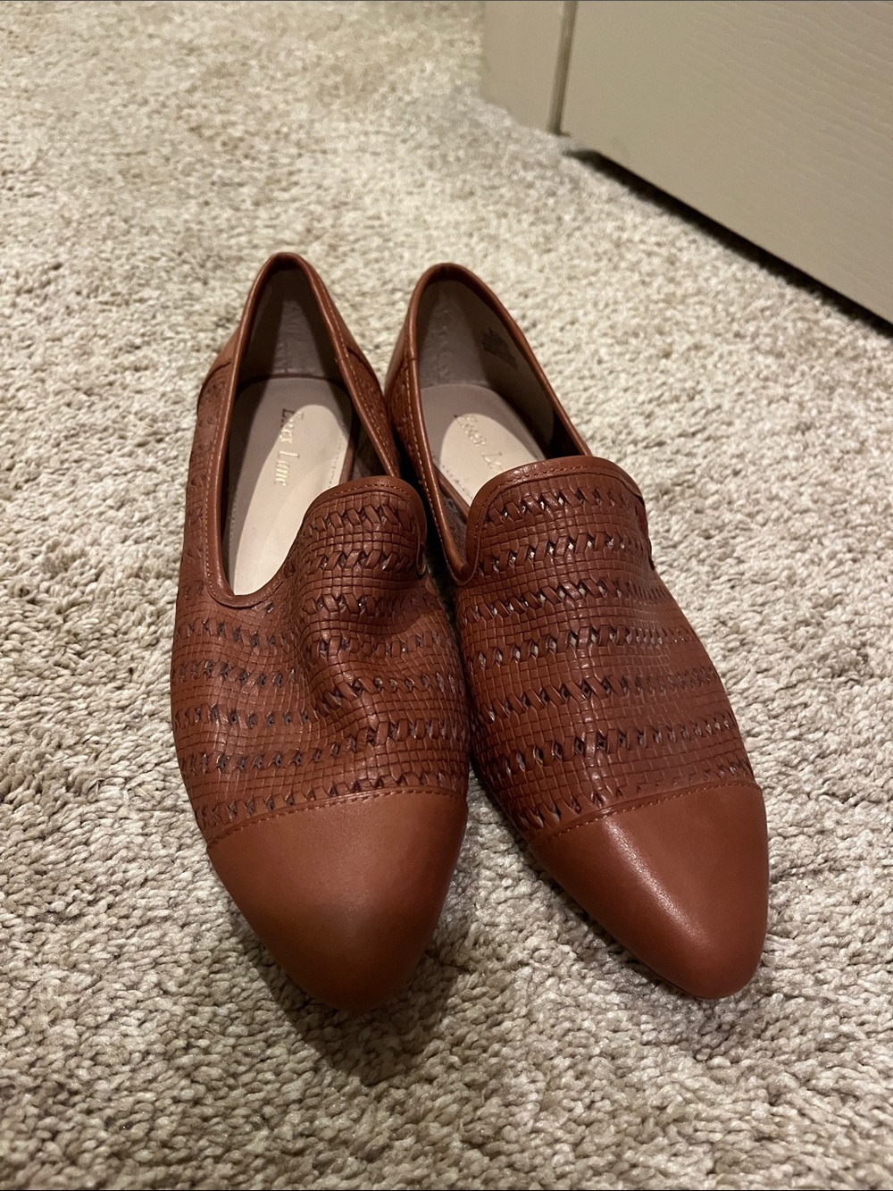 Essex Lane Women's Brown Woven Pointed-Toe Loafers